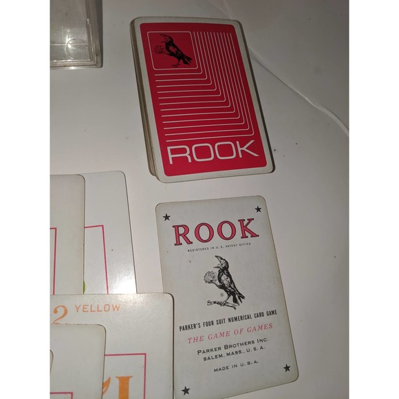 Vintage 1972 Red ROOK Card Game Parker Brothers Plastic Case Cards - Picture 5 of 7